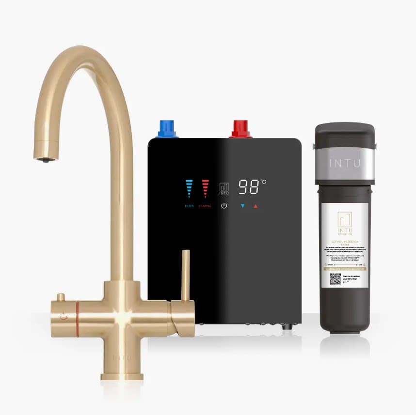 Brewmaster Brushed Gold 4-1 swan tap with digital tank - 4 Litre tank